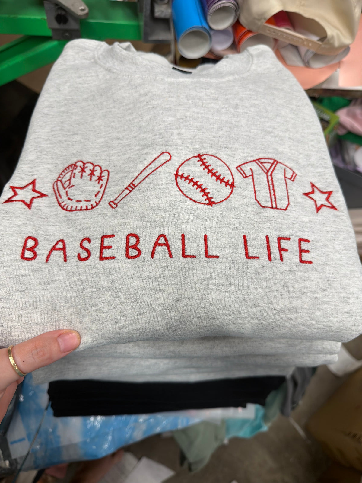 Baseball Life Embroidered Sweatshirt