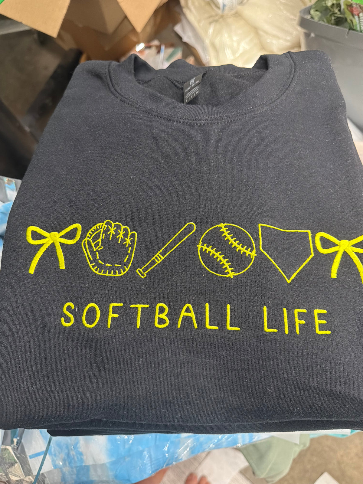 Softball Life Embroidered Sweatshirt
