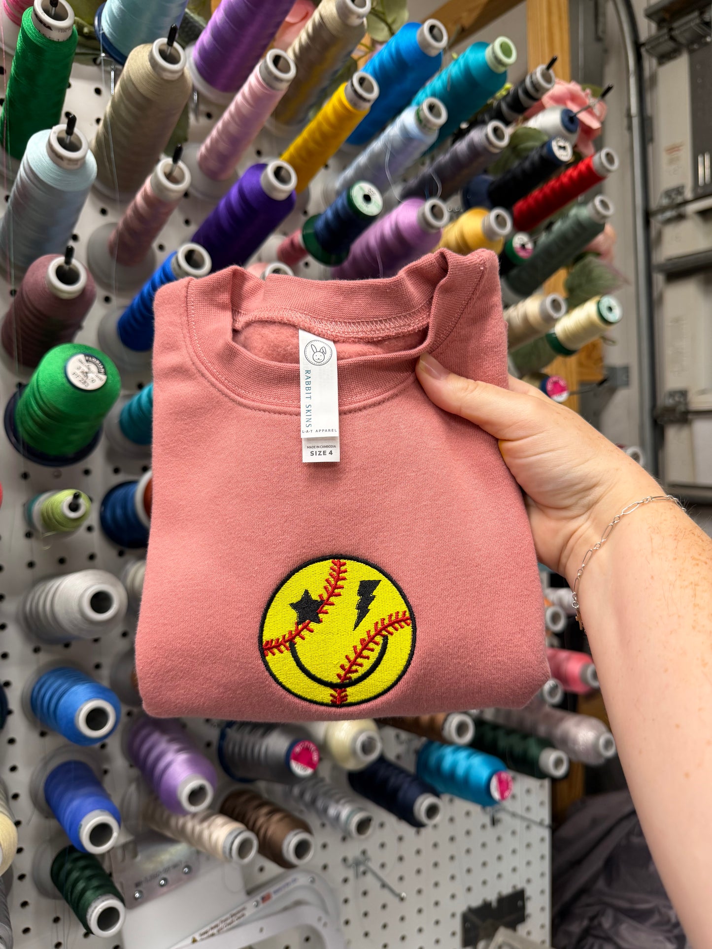 Embroidered Toddler Softball Sweatshirt