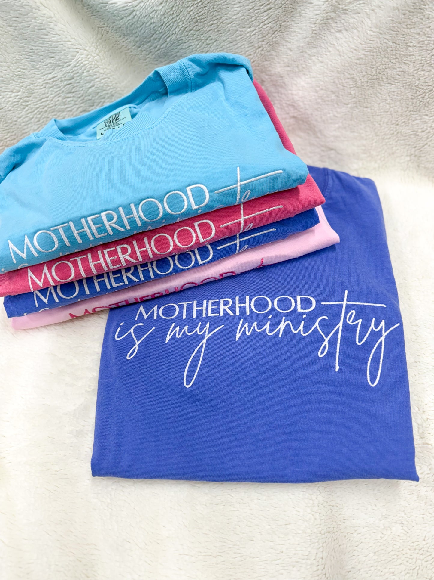 Motherhood Is My Ministry Embroidered T-shirt