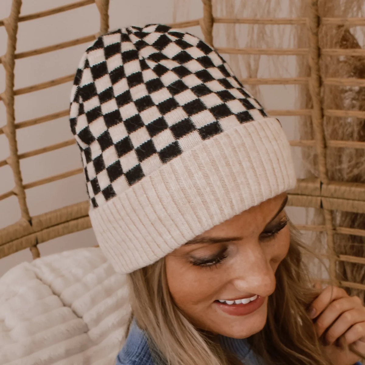 Wool Checkered Beanie CC Brand